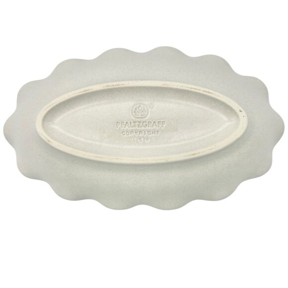 Pfaltzgraff Oval Scalloped Ceramic Bowls Set Of 4 Stone Blue Floral and Trim 9x5 - Picture 5 of 8